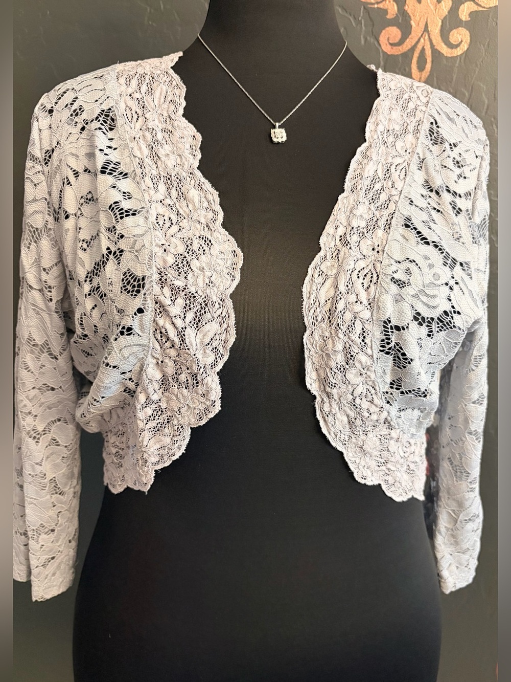 Allegra K Silver Lace Bolero Shrug